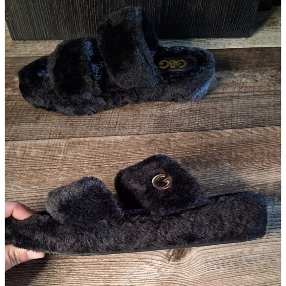 NEW! Women's GBG Los Angeles Lennly Casual Faux Fur Slipper Sandal Slides, 7.5M - Picture 4 of 12